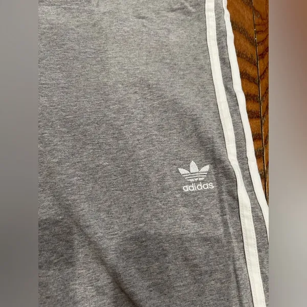 Adidas Kids Gray Joggers with White Stripes - Image 2