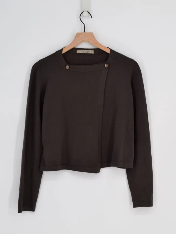 D. Exterior Wool Wrap Front Cardigan Grey M - Image 2