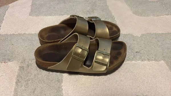 Gold Birkenstock Sandals - Image 4