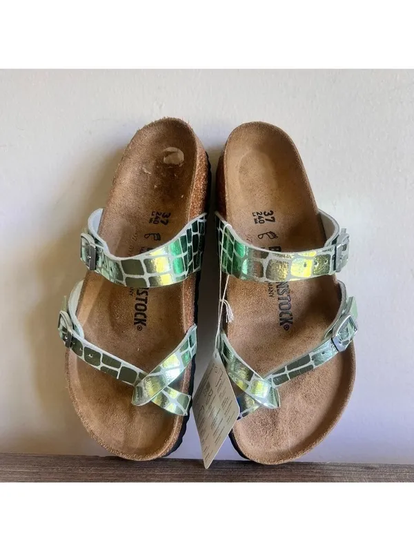 Birkenstock Mayari Gator Gleam Mineral Green Unisex Sandal Size 37 aka 6 #B1902 - Image 7