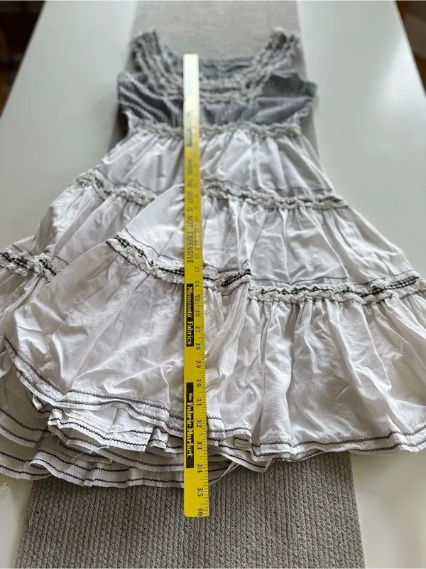 Vintage Handmade Black & White Gingham Tiered Cotton Midi Dress FLAW - Image 5