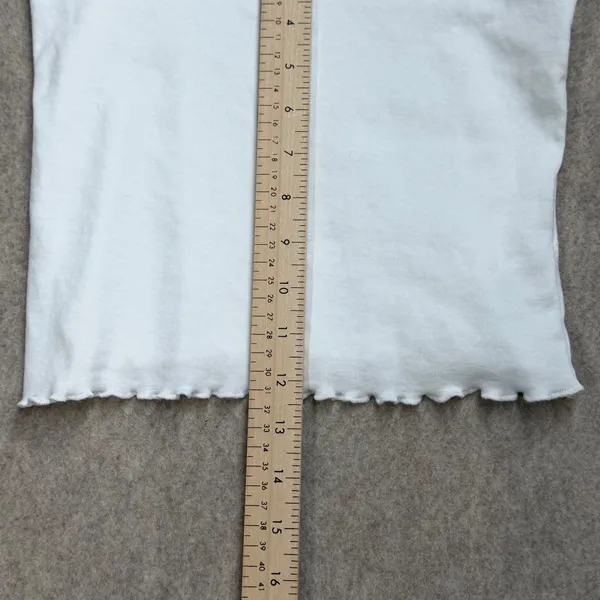 Tommy Hilfiger Y2K Tommy Jeans Sz XS White Ribbed‎ Cami Tank Top Lettuce Hem Logo Indie Sleaze - Image 4