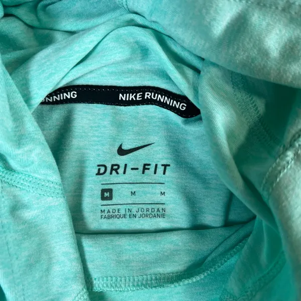 Nike‎ Running Dri-FIT Mint Green Heathered Cowl Neck Hoodie Thumbholes Womens M - Image 4