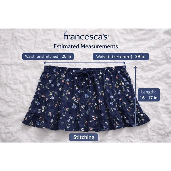 Francesca’s Navy Floral‎ Tiered Mini Skirt Size M NWT Boho - Image 8