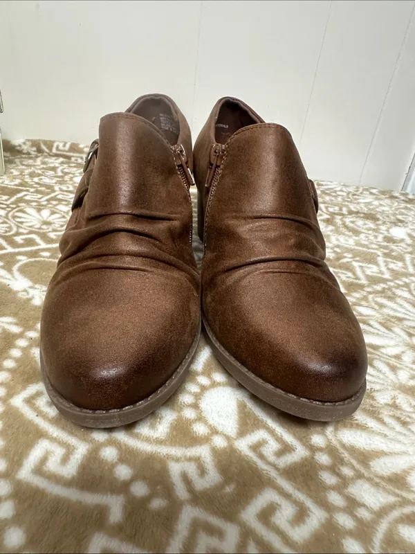 Kim Rogers Brown Faux-Leather Heal Booties with Buckle - Image 11