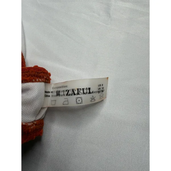 Zaful Burnt Orange Popcorn Textured High Waisted Bikini Set ScallopTrim Womens M - Image 9
