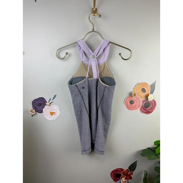Lululemon Purple and Gray Running Motivate Halter Strappy Back Tank - Size - 4 - Image 6