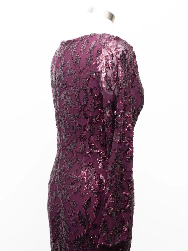 Adrianna Papell - V-Neck Long Sleeve Sequin Mermaid Gown - Image 10