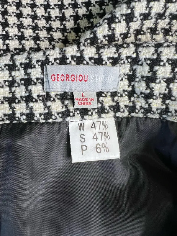 Georgiou Studio Houndstooth Tweed Knee-Length Skirt Black and Cream Size Large - Image 5