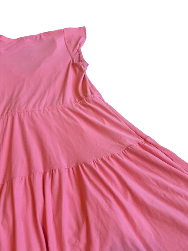 Beyond Yoga Featherweight Out & About Ruffle Mini Tier Dress Coral Size Medium - Image 15