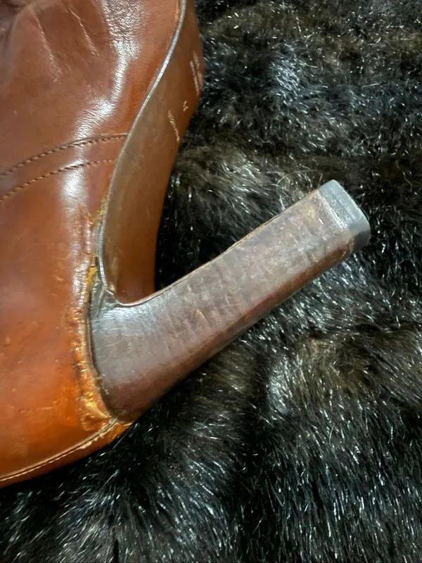 Vintage Miu Miu Cognac Leather Knee high boots 37 7 SINGLE LEFT BOOT - Image 8