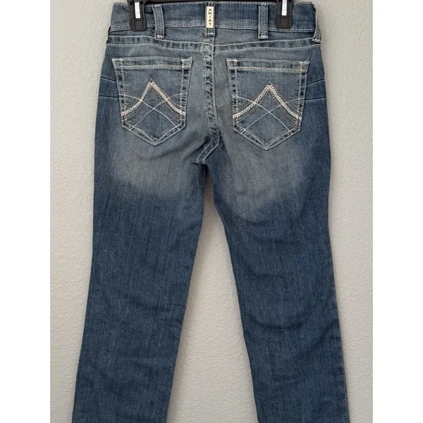 Ariat REAL Straight Jeans Women US 27R Rainstorm Mid Rise Medium Wash Western - Image 4