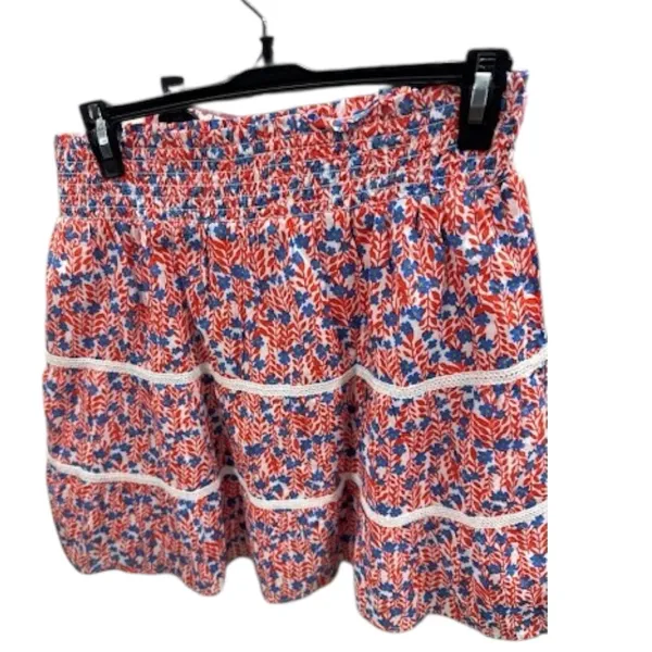J. Crew Smocked Tiered Floral Mini Skirt – Red & Blue Summer Cotton (S) - Image 6