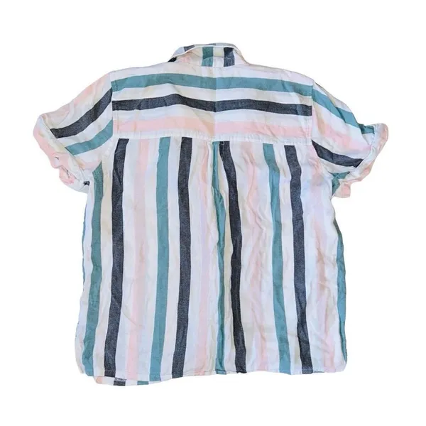 ALFANI Intimates Stripe Notched Collar Pocket Shirt Pajama Top Shorts M - Image 5