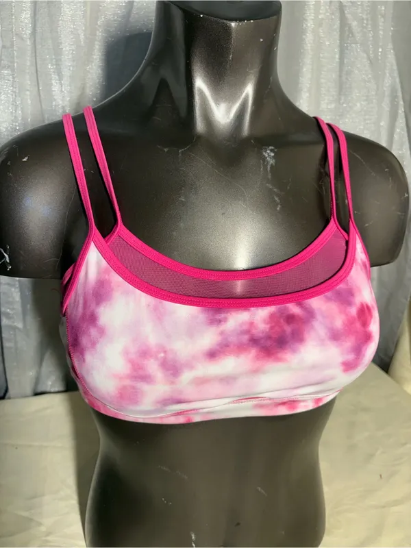 Good American Pink Tie-Dye Double-Strap Sports Bralette - Image 13