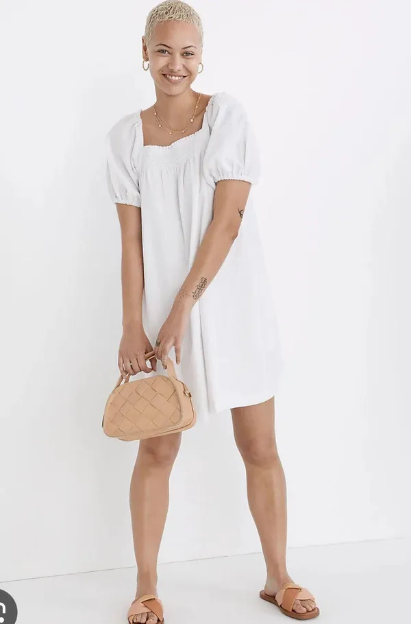 White Puff Sleeve Dress - Image 3