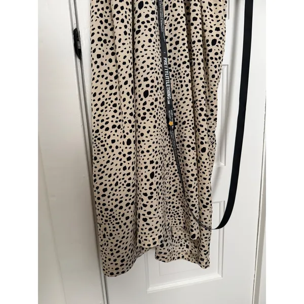 PrettyLittleThing Stone Dalmatian Tie Waist Batwing Sleeve Maxi Dress USA 6 NWT - Image 10