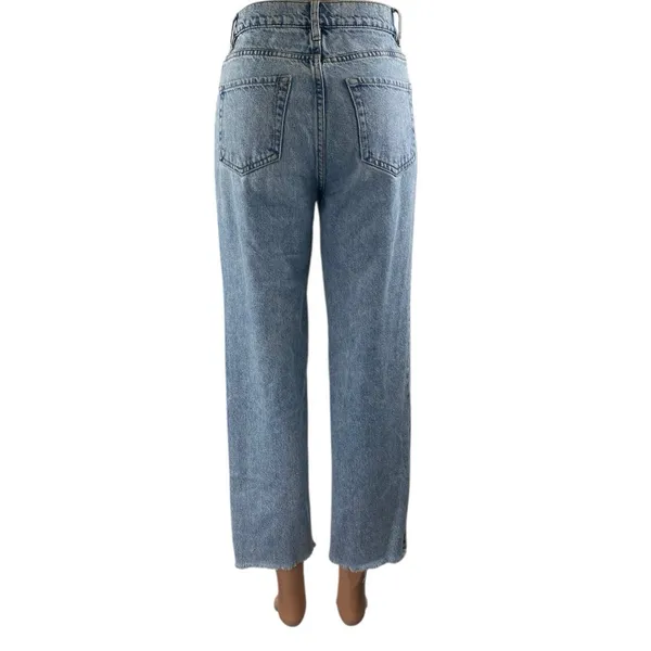 Pacsun Women's Blue High Waisted Frayed Hem Straight Leg Denim Jeans Pants Sz 24 - Image 3
