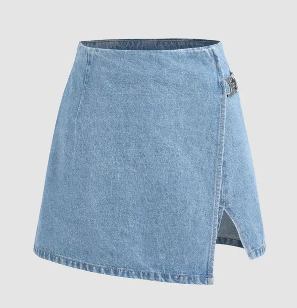 Cider DENIM MID WAIST SPLIT SHORTS - Image 2