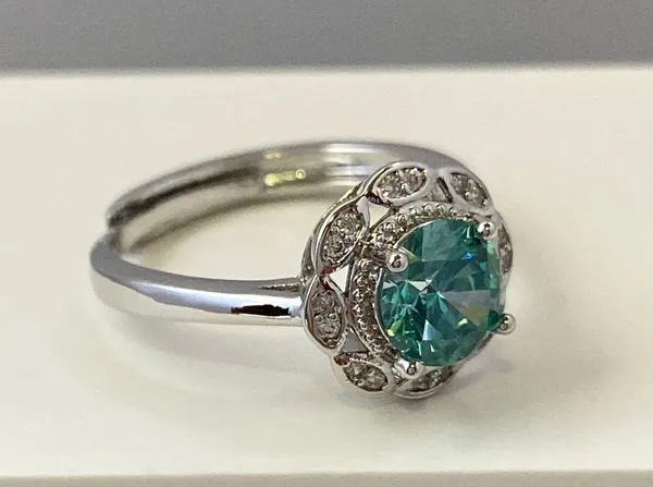 925 Silver Plated Adjustable Crystal Ring for Women - Image 2