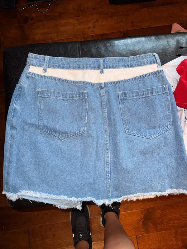 Cloud Ten White and Blue Jean Skirt - Image 2
