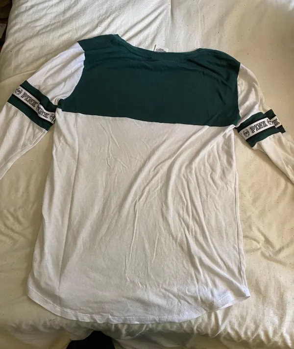 PINK - Victoria's Secret Green And White T Shirt - Image 2