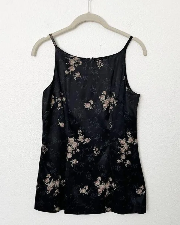 [Vintage] All That Jazz 90s Y2K Floral Satin High Neck Halter Blouse Sz Small S - Image 8