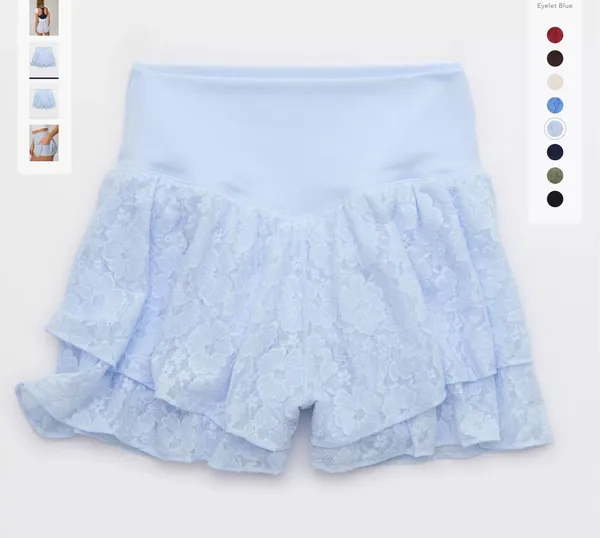 Aerie Lace Flowy Short in Eyelet Blue Size Small - Image 8