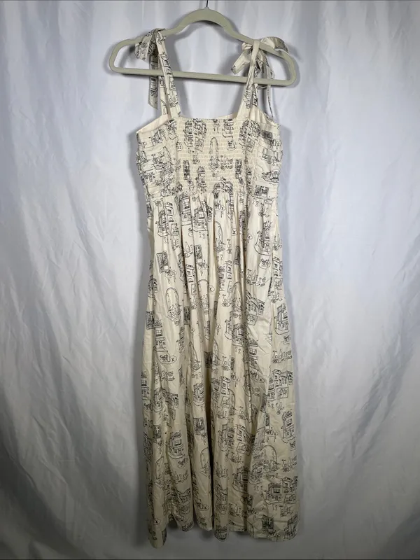 Abercrombie & Fitch Womens Emerson Italy Theme Dress Cream Black Medium - Image 6