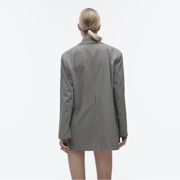 Zara Black and White Gingham Blazer with Shoulder Pads - Image 5