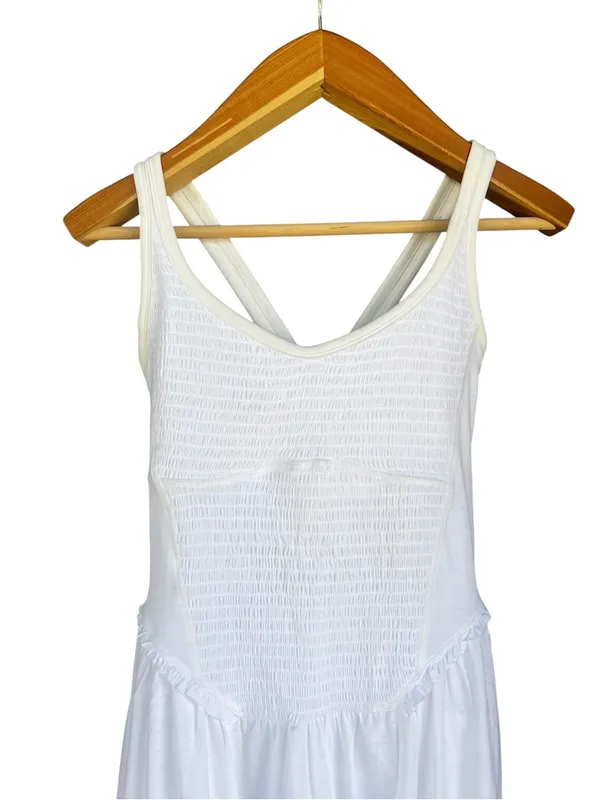 Free people Movement Smockin Hot Tennis Dress White Smocked Athletic NWOT large - Image 3