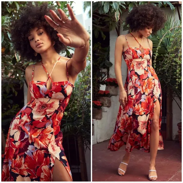 Lulu’s Boldest Blooms Strappy Floral Midi Dress Small - Image 11