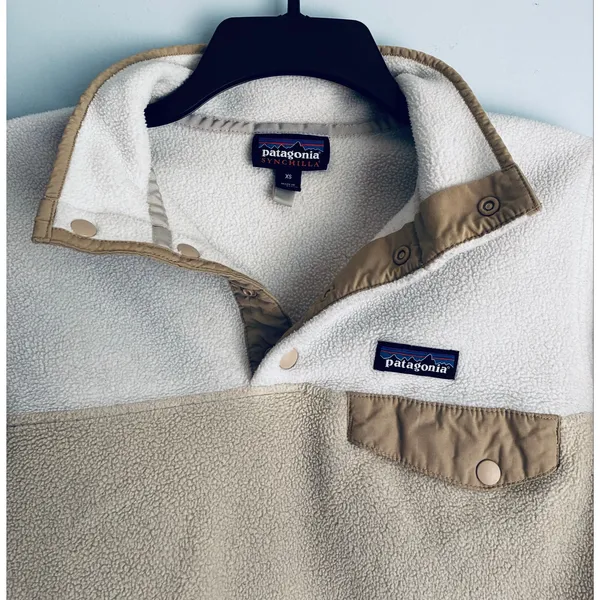 Patagonia Lightweight Synchilla Snap-T Pullover Woman's XS Cream Tan Fleece - Image 3