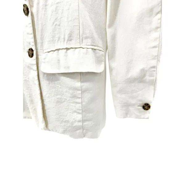 Abercrombie & Fitch Linen Blend Blazer Double Breasted Ivory‎ Women's Size Small - Image 2