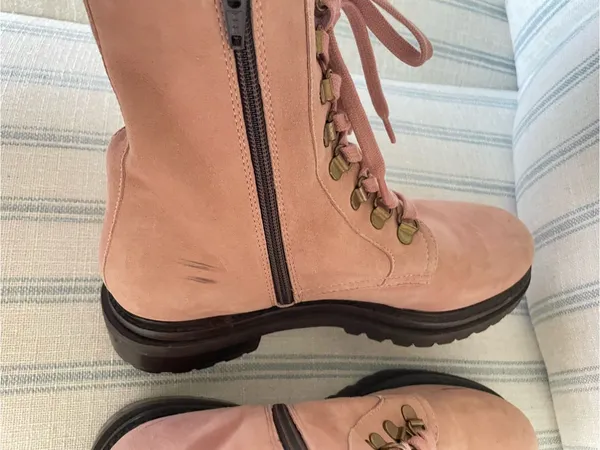 Anthropologie Shane Suede Leather Lace-Up Combat Boots Pink EU 39 / US 8-8.5 - Image 6