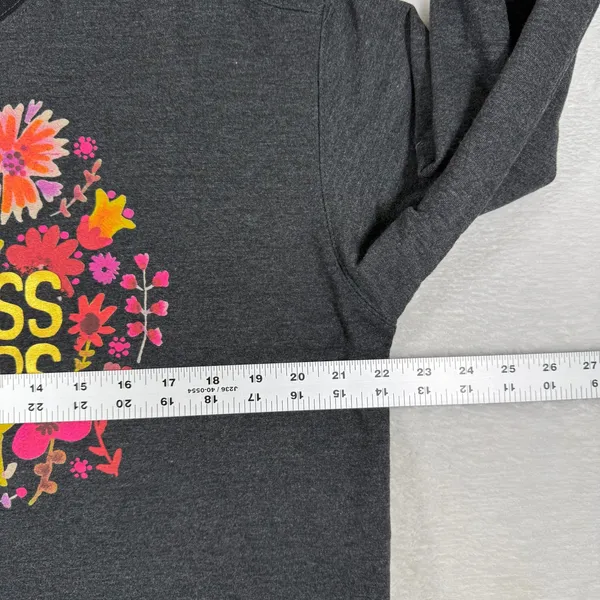 Natural Life Kindness Matters Floral Graphic Sweatshirt Charcoal Gray Medium - Image 3