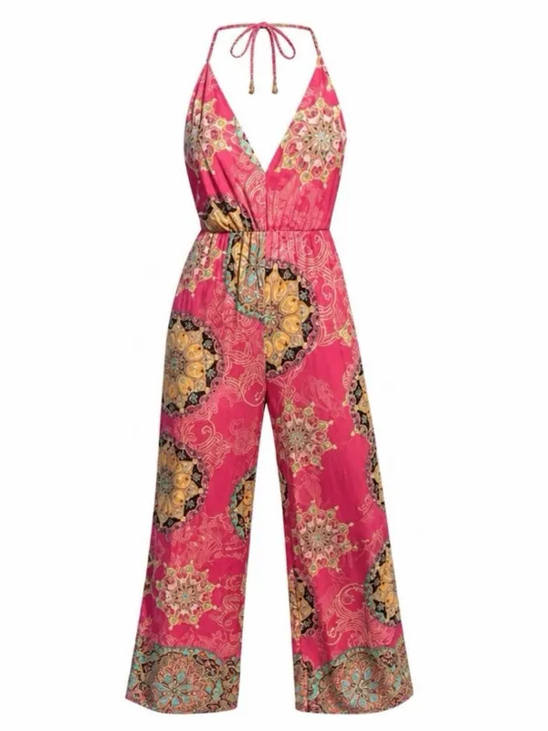 Boutique Brand pink bohemian mandala-print halter jumpsuit - Image 3
