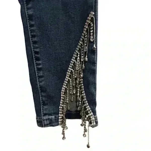 Akira Women's High Rise‎ Skinny Jeans Sparkle Rhinestone Blue Size 9 - Image 6