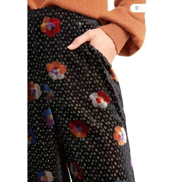 Anthropologie Eva Franco pasquette velvet floral wide leg pants 0 - Image 5