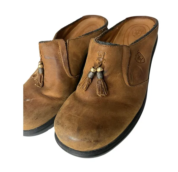 Ariat Mendocino Tassel Dark Aged Shoes Clogs Women's 8B Leather Slip-on - Image 5