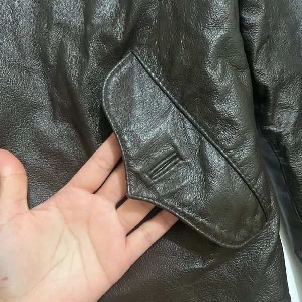 Vintage Santa Fe Leather Brown Full zip Bomber Jacket Lg Moto - Image 4