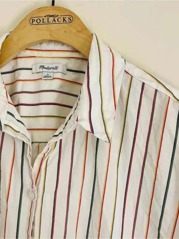 Madewell Central Shirt Oversized Button Front Top Multicolor Sadie Striped L - Image 6