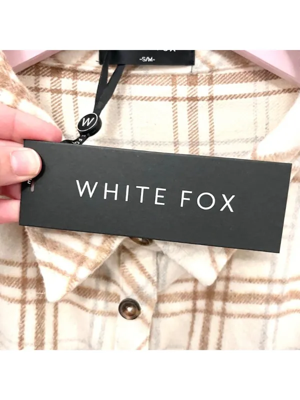NWT White Fox I Think of You Plaid Flannel Shirt Size S/M Tan - Image 4