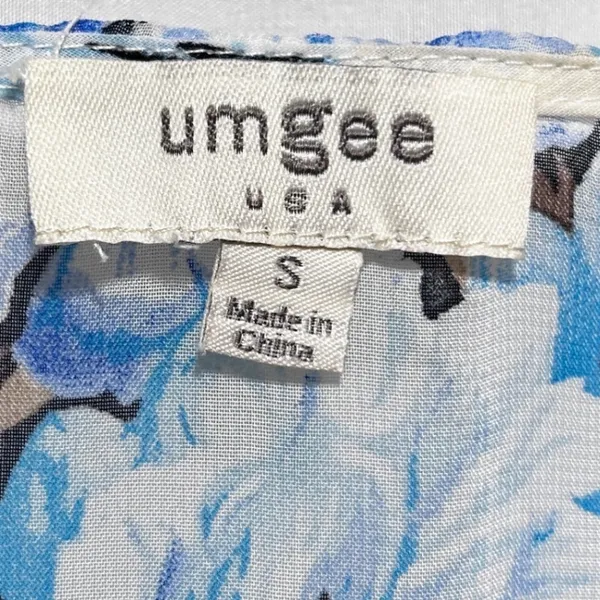 Umgee Women Top‎ S Blue Cottage Floral Chiffon Tie Front Ruffle Flutter Sleeve - Image 6