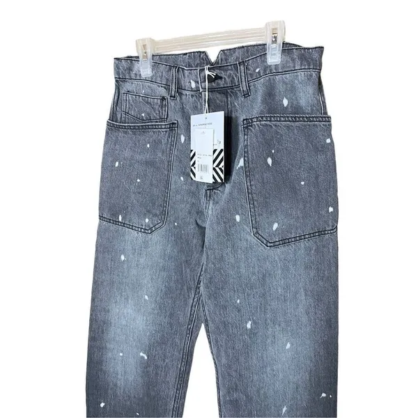 Sandrine‎ Rose Womens Polka Dot Gray Wide Leg Button Fly Buckle Back NWT Size 28 - Image 2