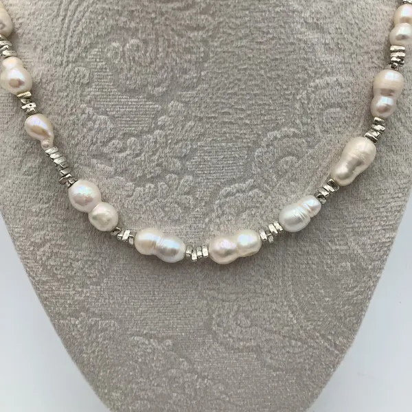 Nature Pearl Necklace 18” With Heart Clasp Sparkle - Image 3