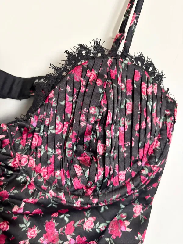 For Love & Lemons Black Floral Fairy Lace Cami Top Cottagecore Romantic Medium - Image 5