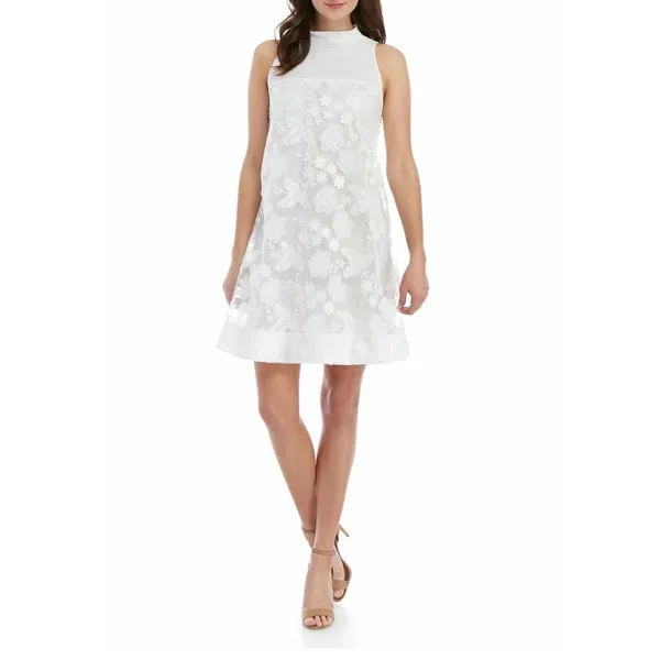Robbie Bee Signature White Floral Lace Shift Dress Size Medium Bow Back‎ - Image 14