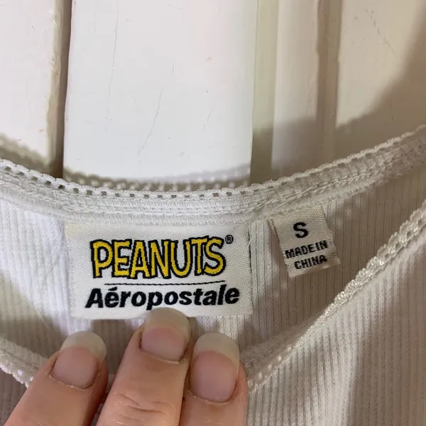 Aeropostale Peanuts Snoopy Rodeo Ribbed Cami Tank Top White Small Cowgirl Picot - Image 2