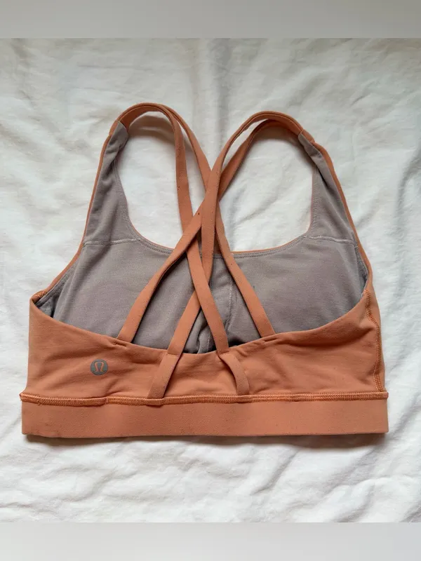 Lululemon Strappy Cross Back Sports Bra Peach‎ Size 4 - Image 2